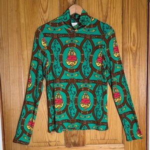 La Prestic Ouiston Turtleneck Green Print Blouse ~ 2